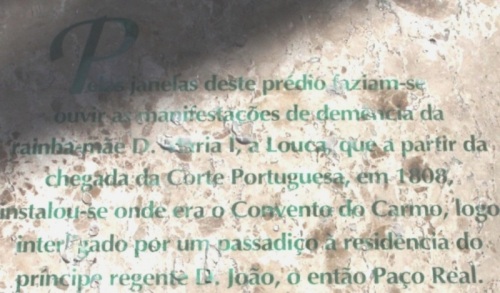 Placa de D. Maria I, a Louca - Convento do Carmo