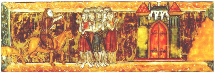 Pedro, o Eremita, aponta o caminho de Jerusalém aos cruzados (iluminura francesa, cerca de 1270)