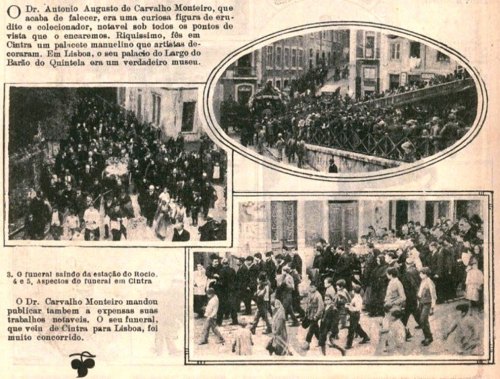 Notícia das exéquias fúnebres de António Augusto Carvalho Monteiro publicada na "Illustração Portuguesa" nos fins de Outubro de 1920